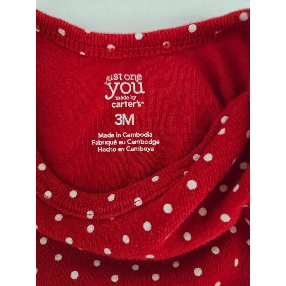 Just one you by Carter's 3 months red and white polka dot Christmas one piece